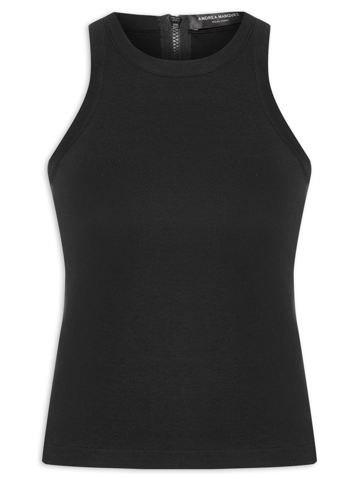 Top Malha Decote Nadador - Preto