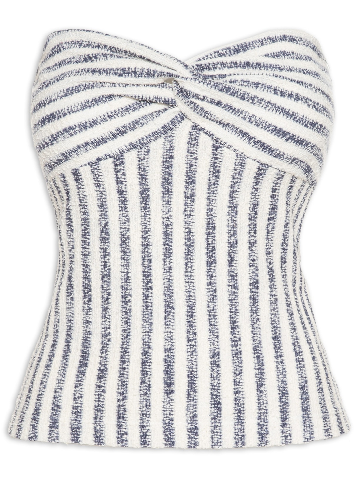 Top Malha Listrada Decote Torcido Azul Animale Jeans