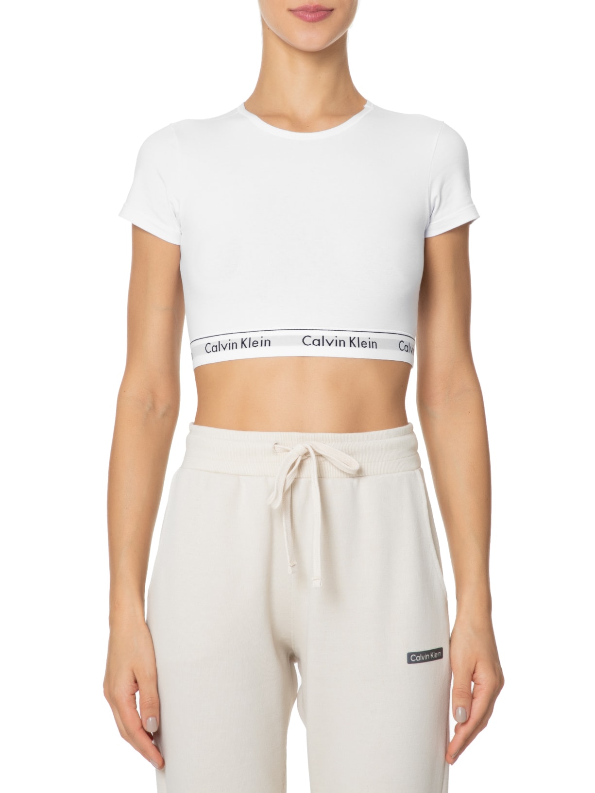 Top Manga Curta Modern Cotton Branco Calvin Klein Underwear