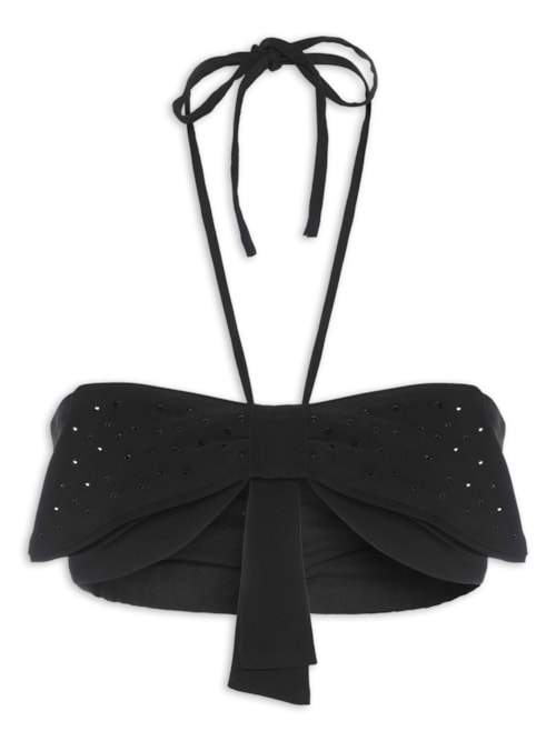Top Maxi Laço Metalizado - Preto