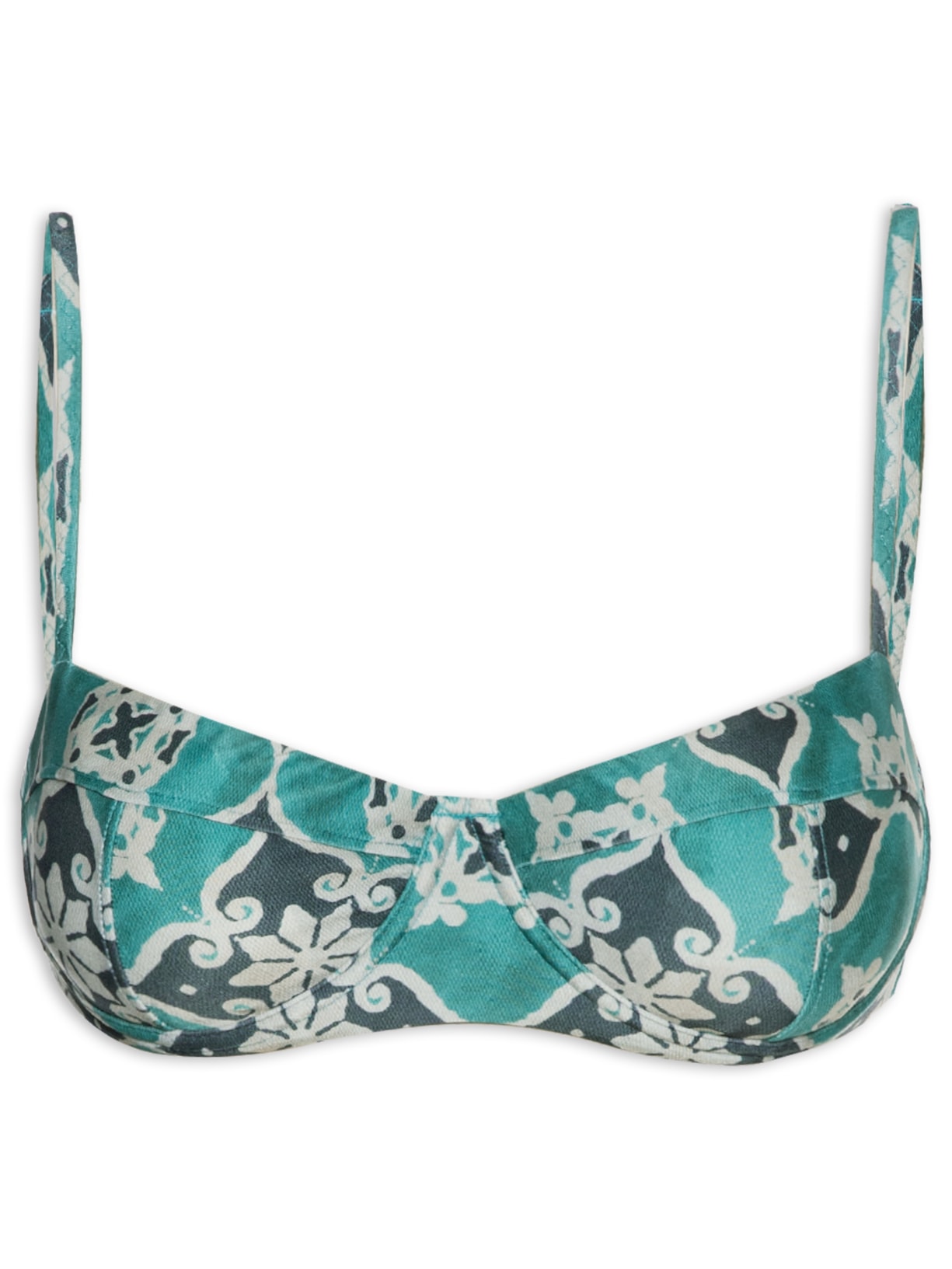 Top Meia Taça Estampado Azul  Cia Marítima