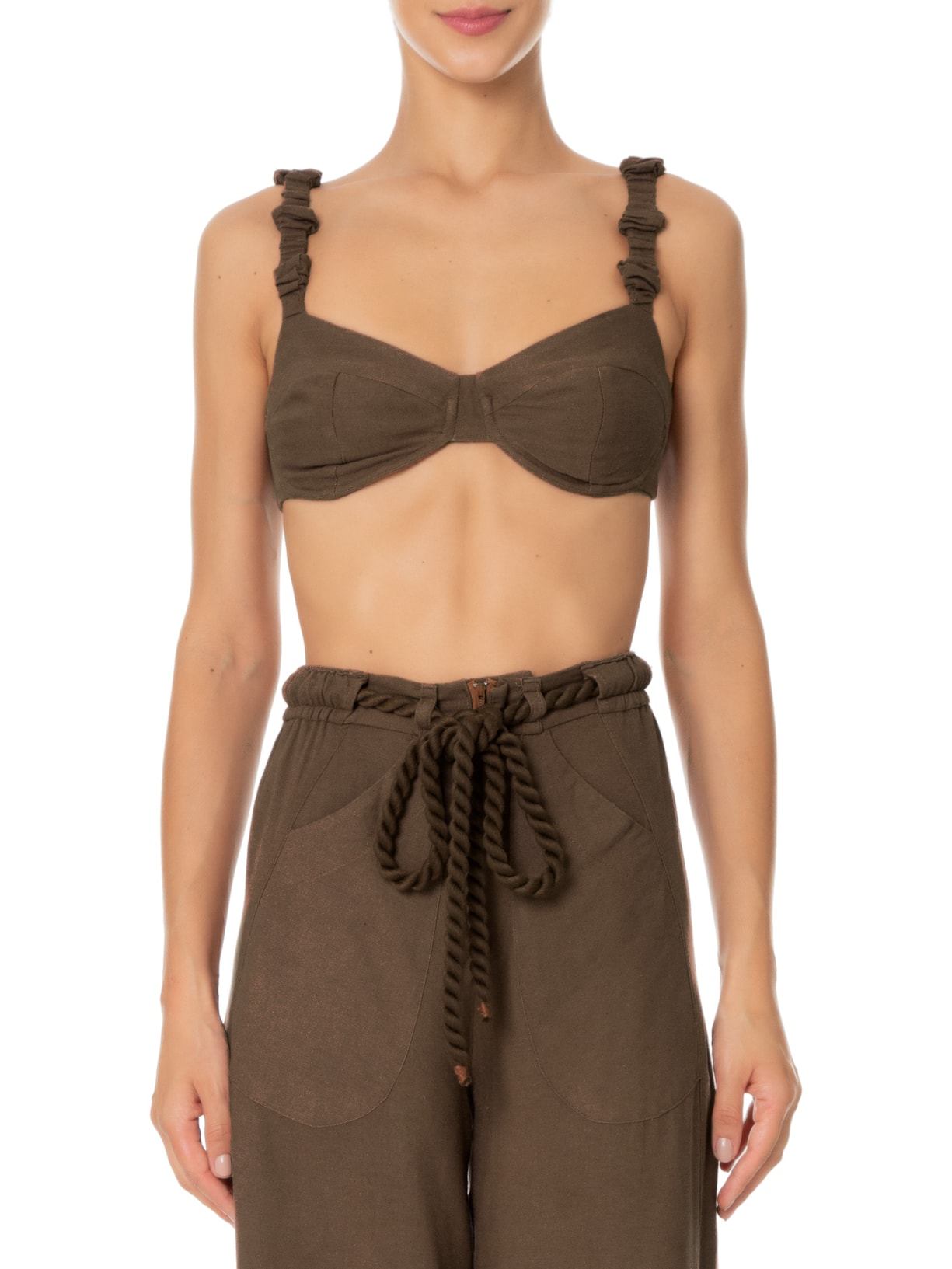 Top Meia Taça Marrom  Farm