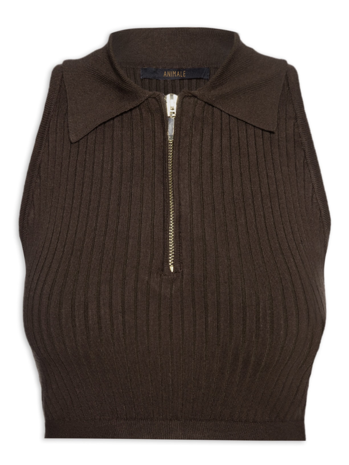 Top Mini Cropped Polo Tricot - Marrom