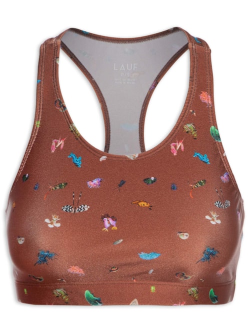 Top Nadador Basic Estampado Bugs - Marrom
