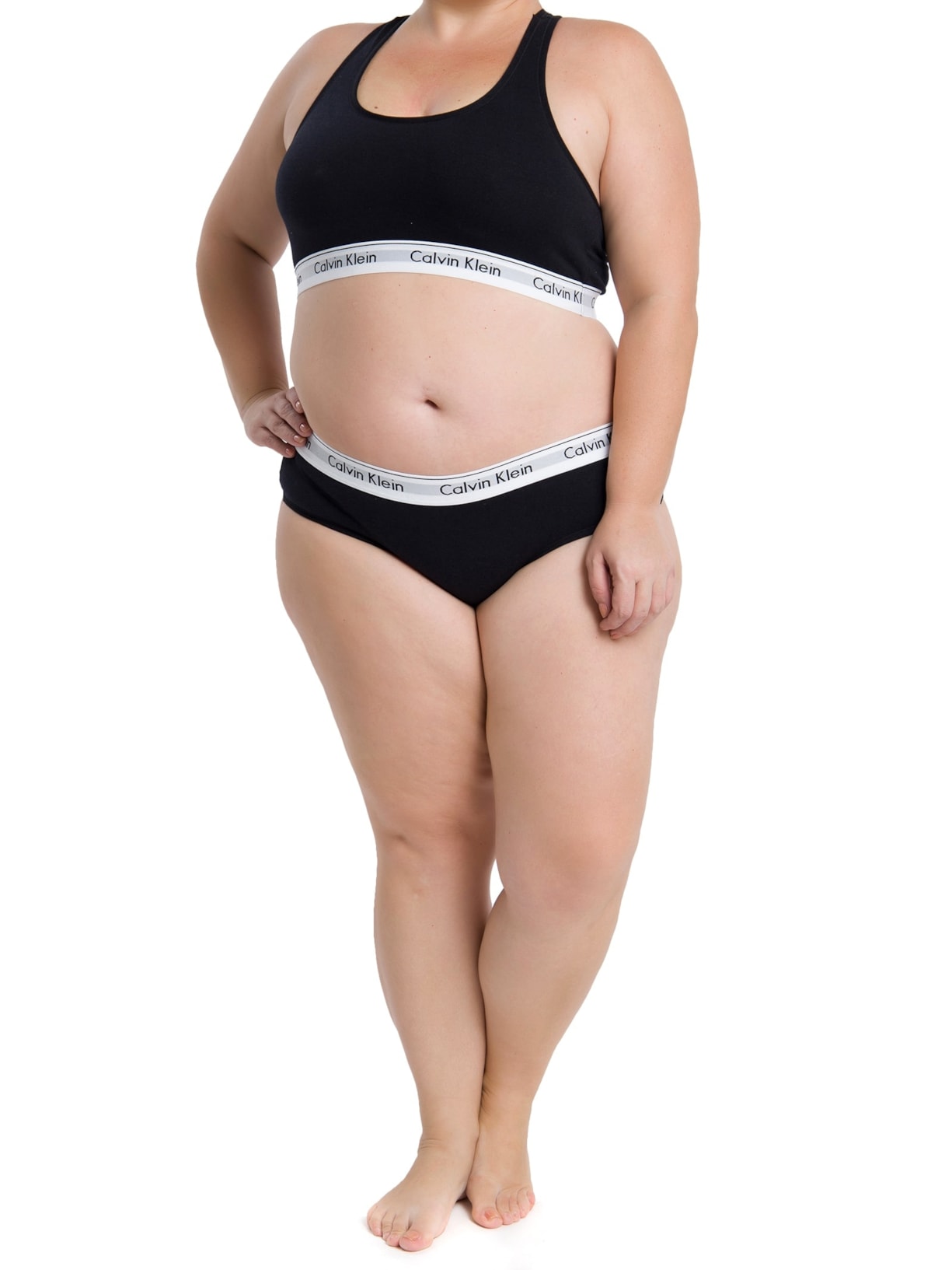 Top Nadador Modern Cotton Plus Size Preto Calvin Klein Underwear