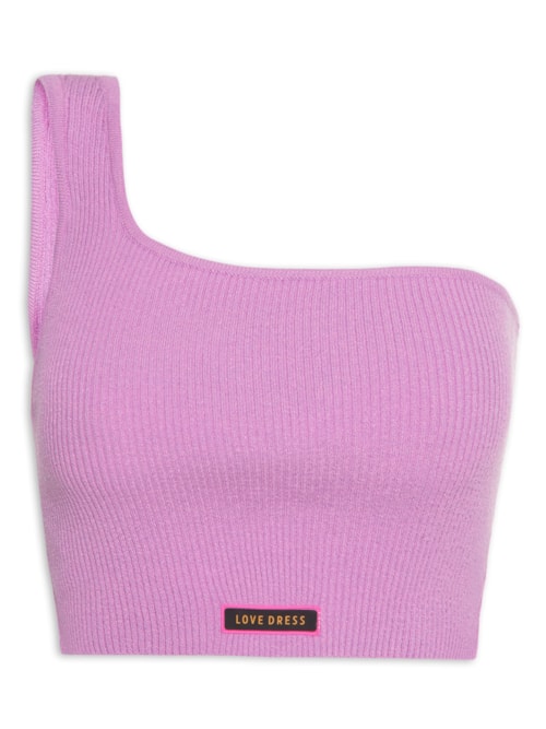 Top Ombro Só Canelado Tricot - Roxo