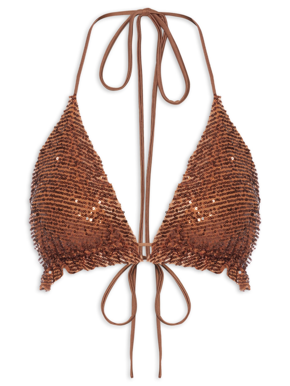 Top Paetê Bicolor - Marrom