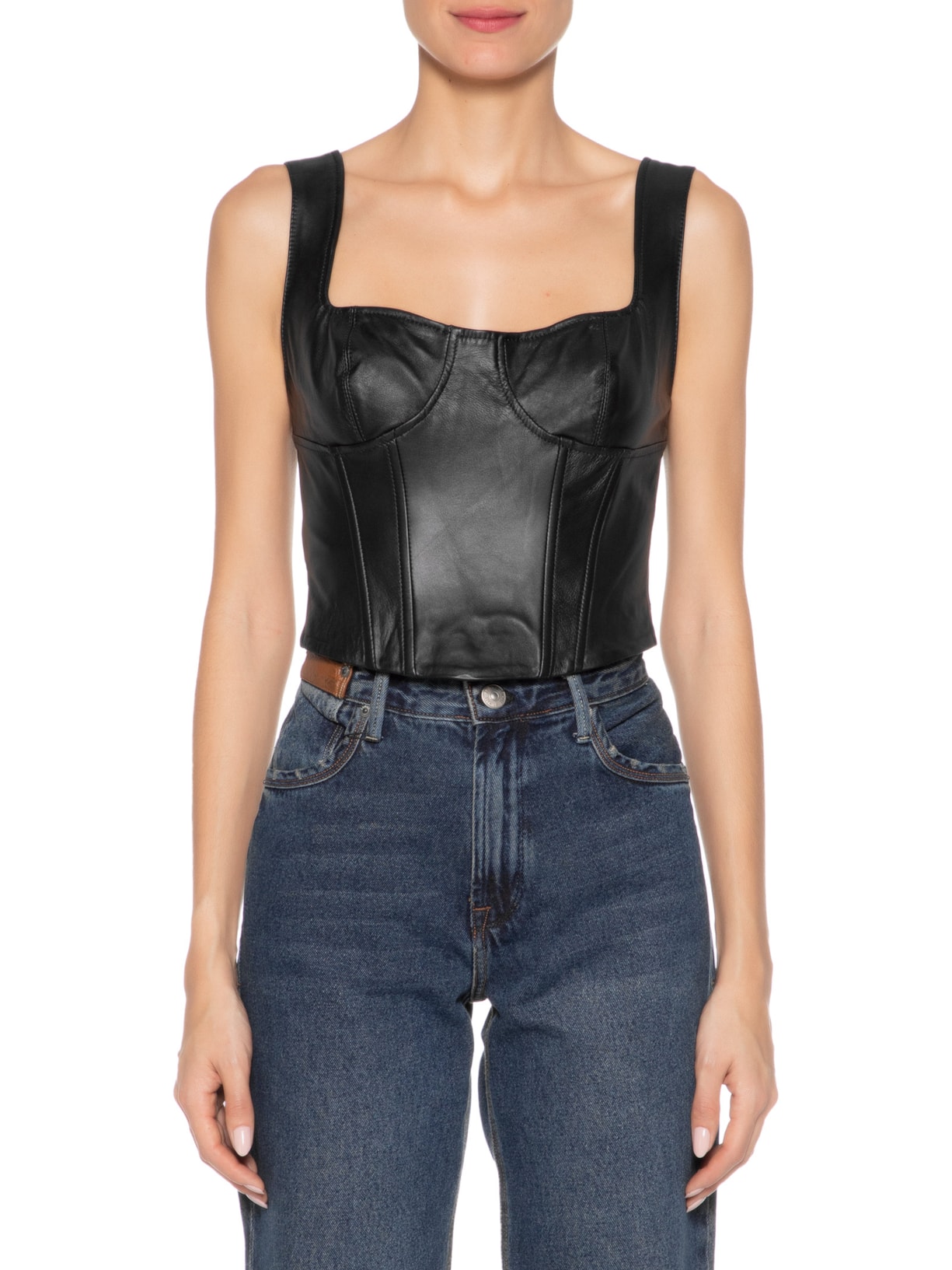 Top Pamela Couro Preto Le Lis