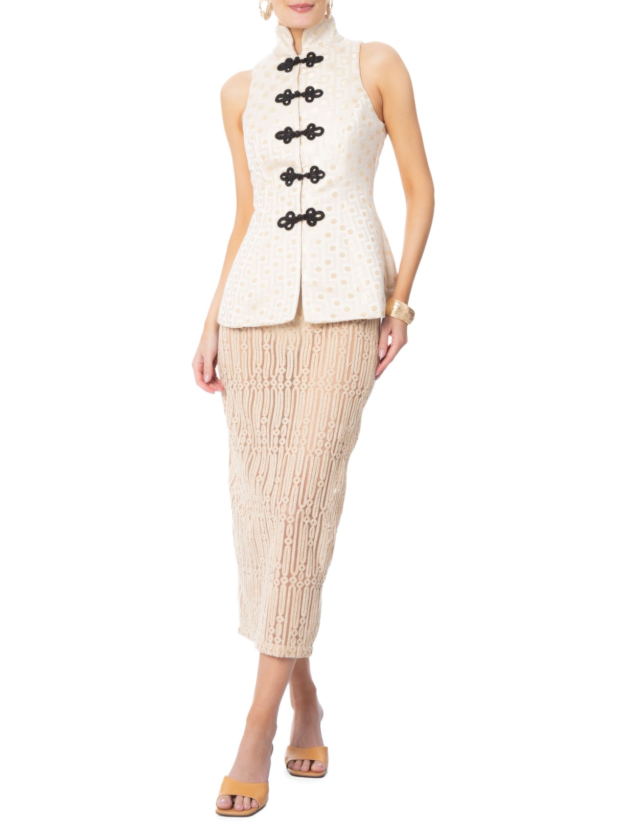 Top Pantalla Bege Framed
