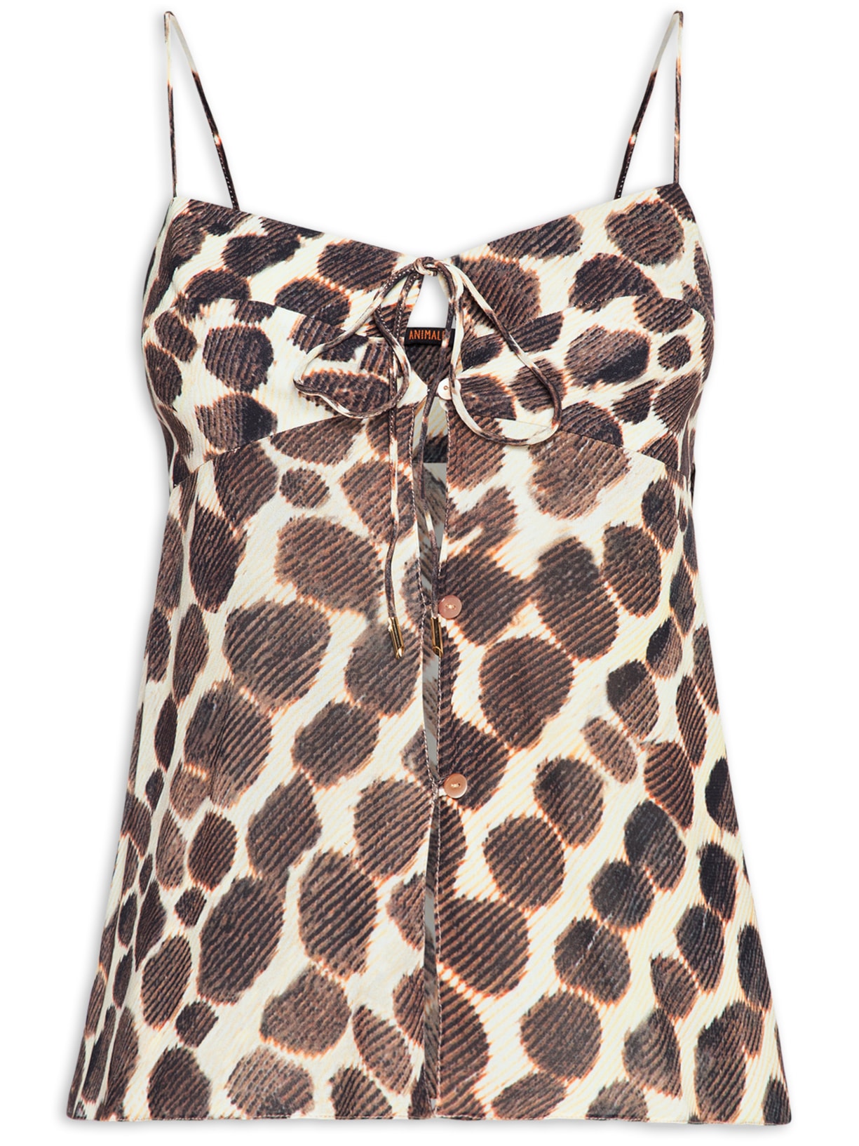 Top Paola Barado Pois Pena Marrom Animale