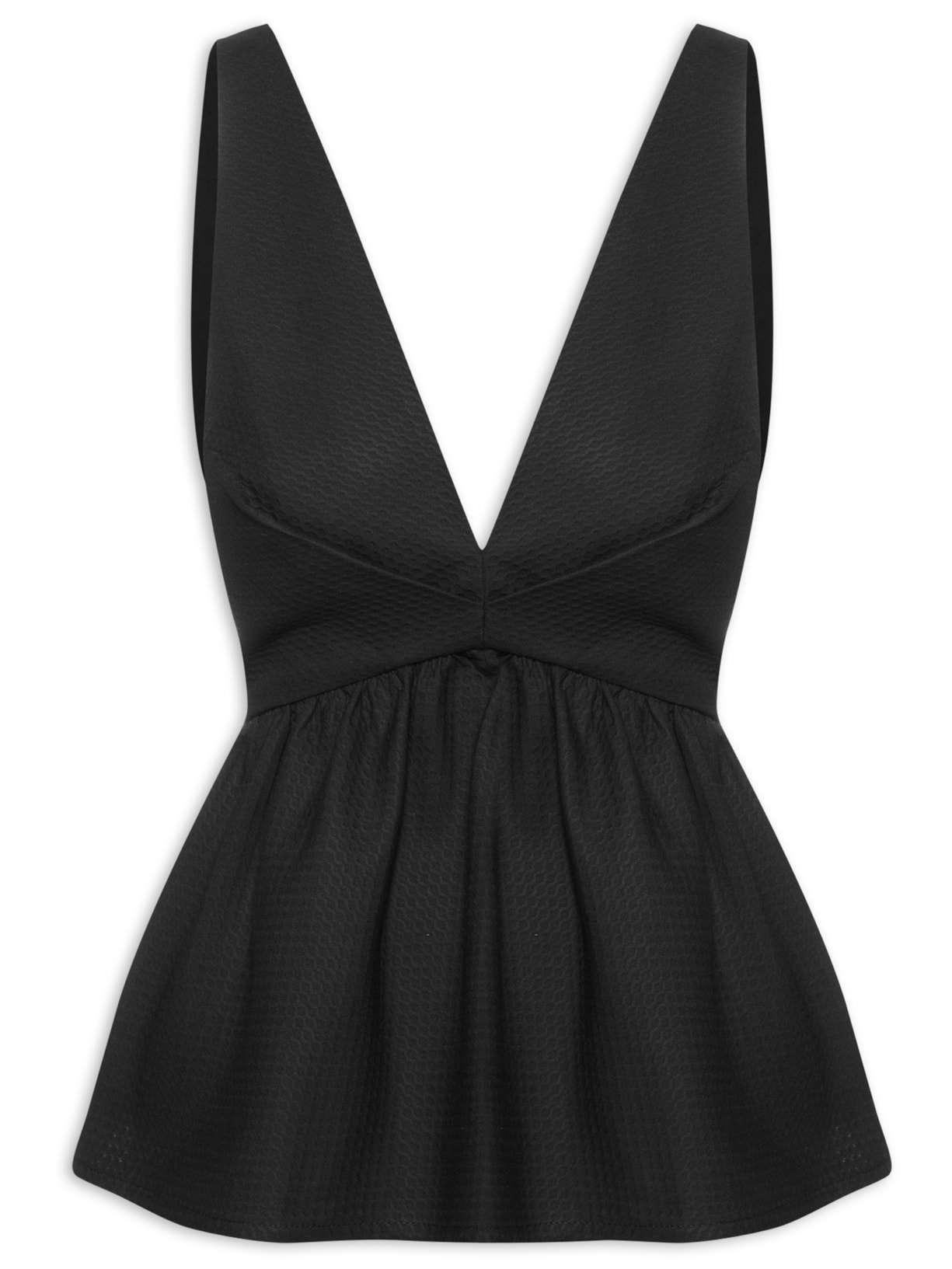 Top Peplum Piquet - Preto