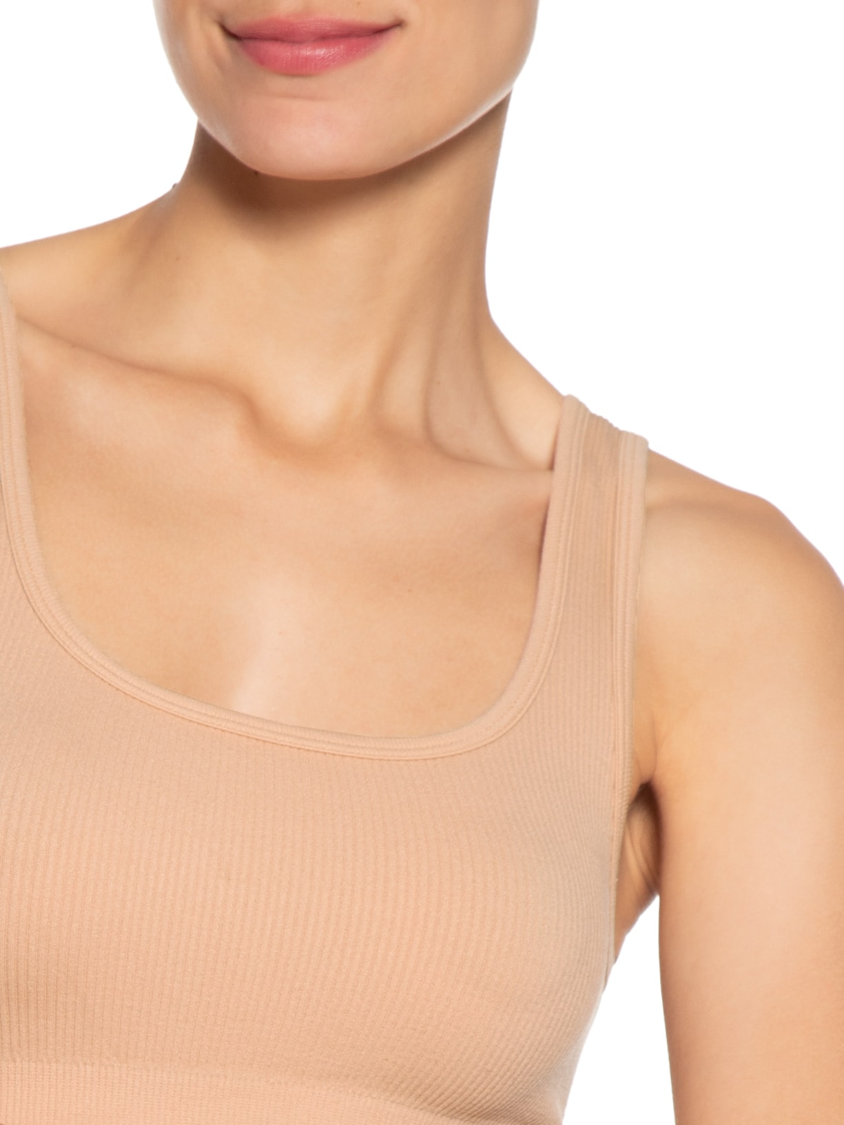 Top Poliamida Canelado Bege Basiq