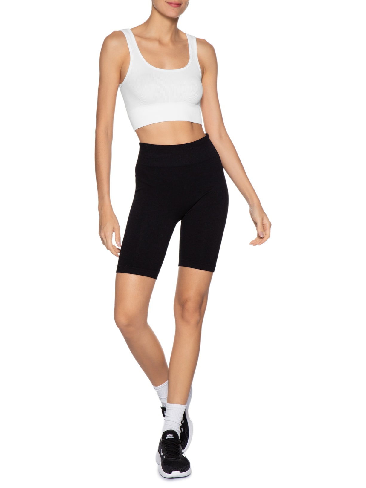 Top Poliamida Canelado Branco Basiq