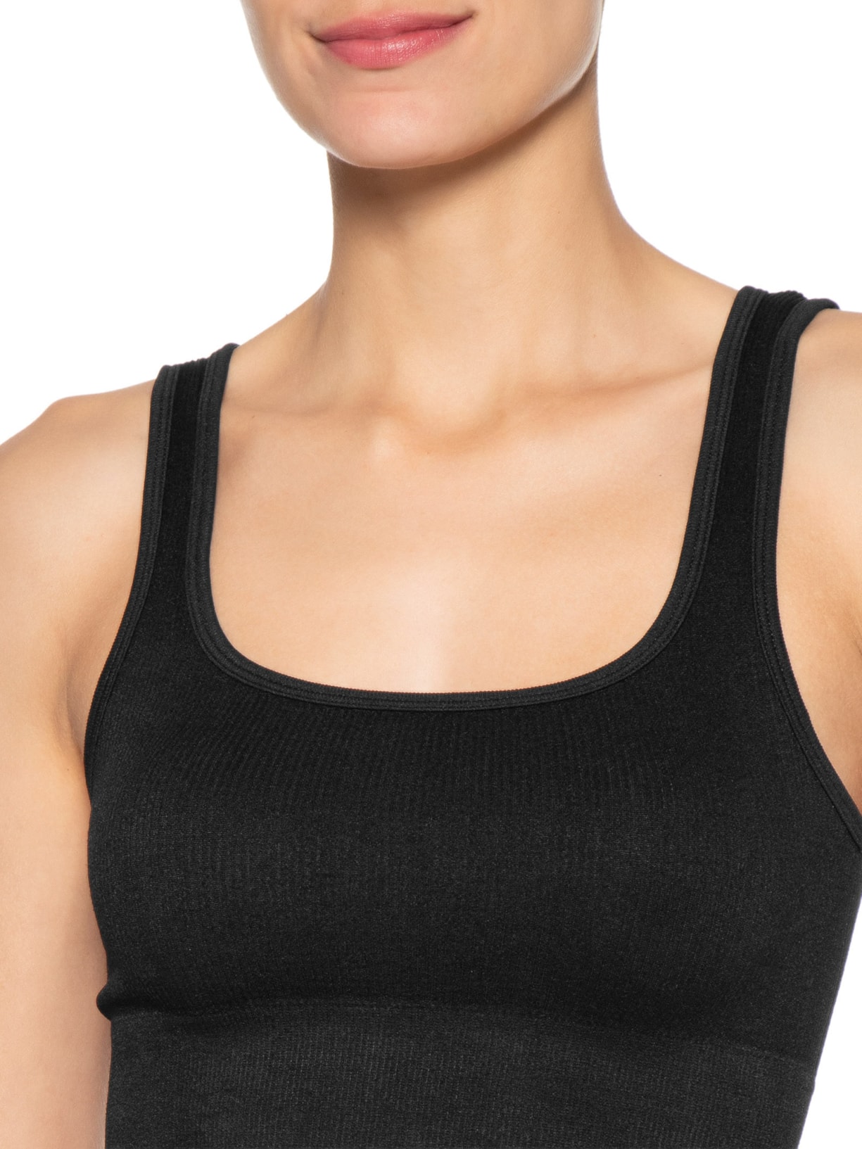 Top Poliamida Canelado Preto Basiq