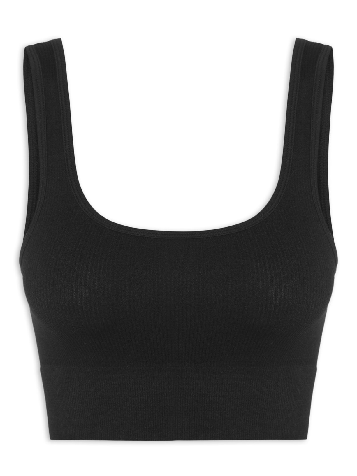 Top Poliamida Canelado Preto Basiq