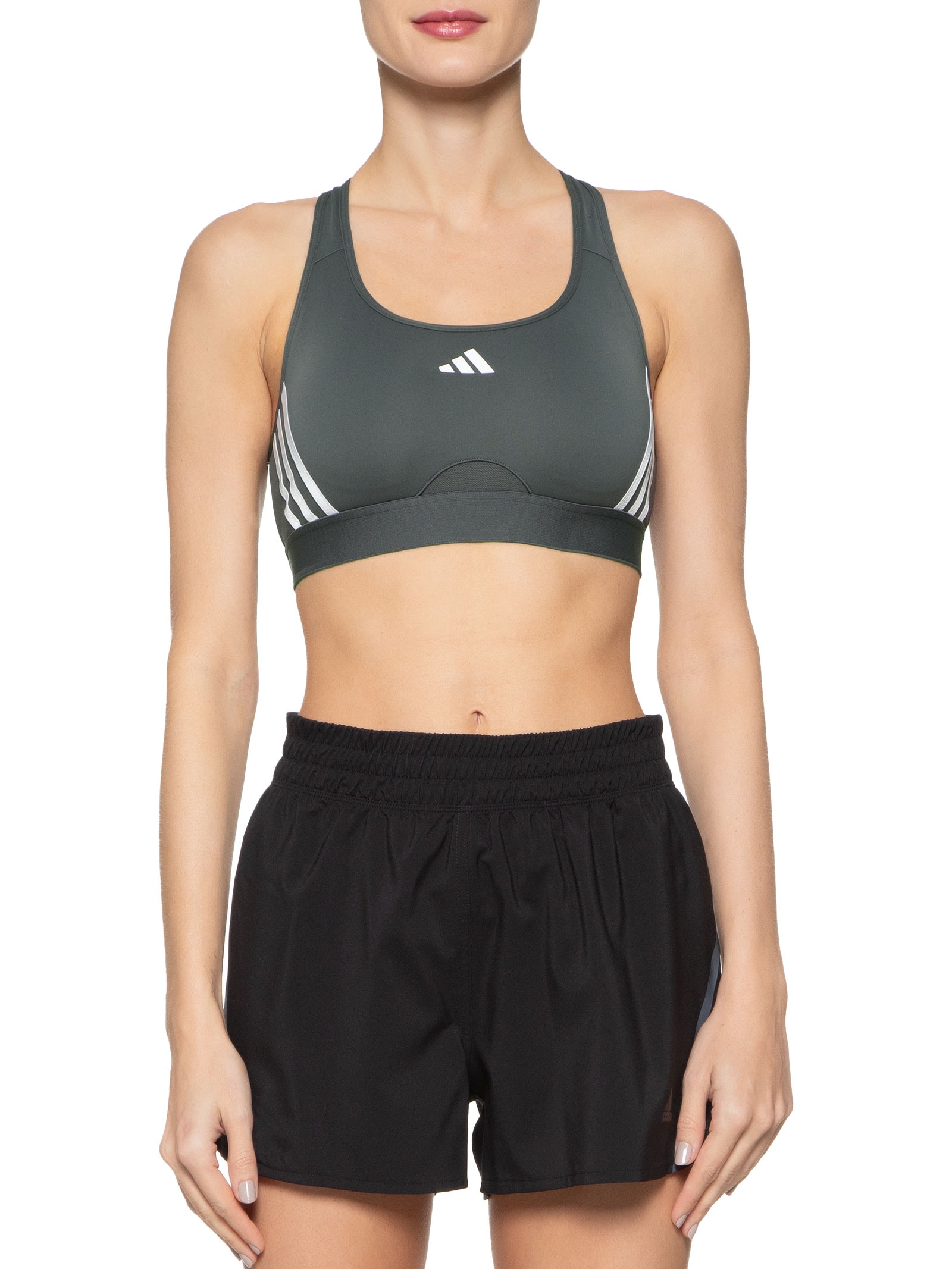 Adidas - Top Power 3 Listras Suporte Médio - Cinza