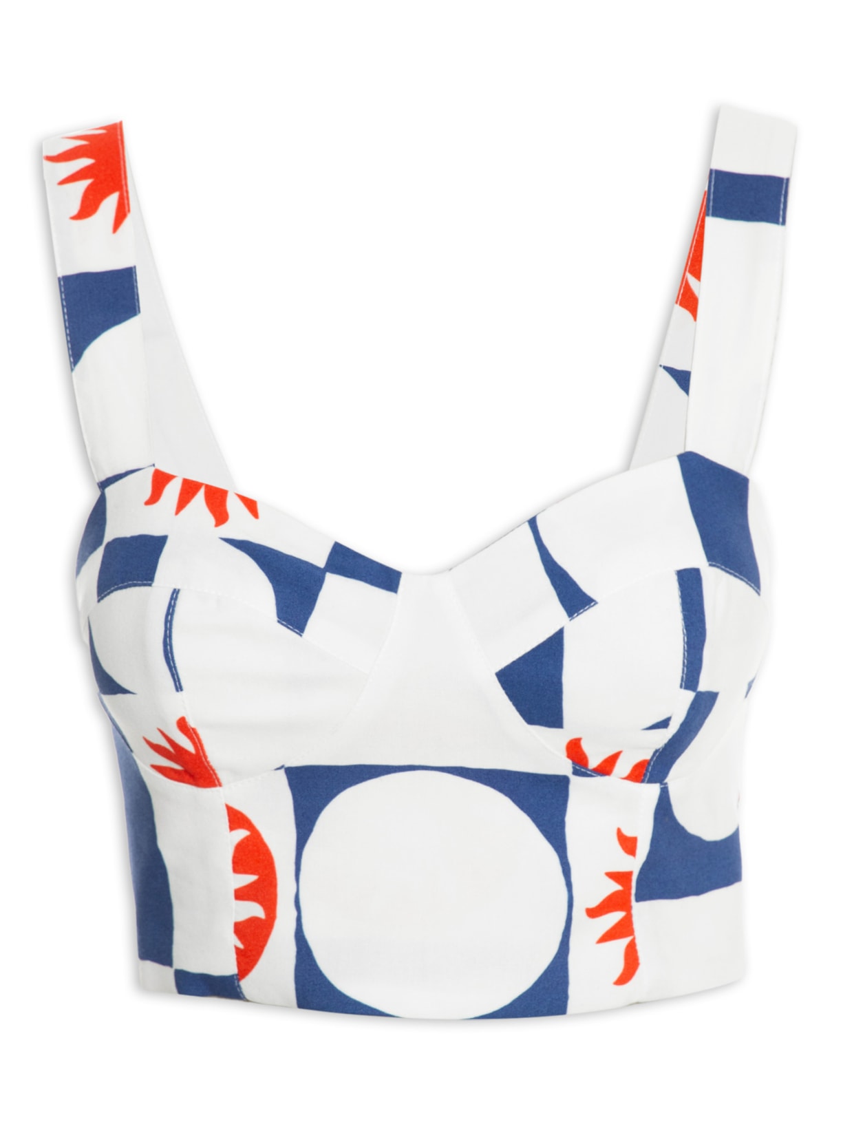 Top Recorte Busto Estampa Dia De Sol - Azul