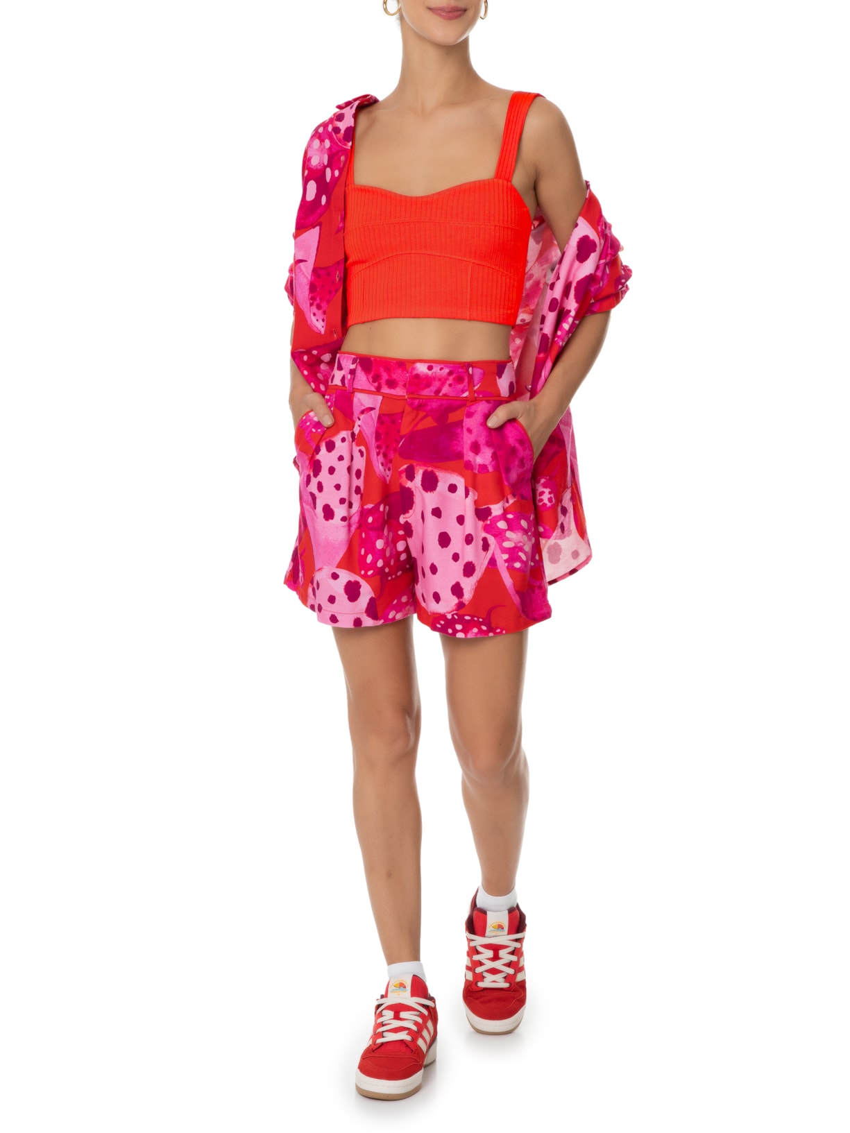 Top Recortes Rib Vermelho Farm