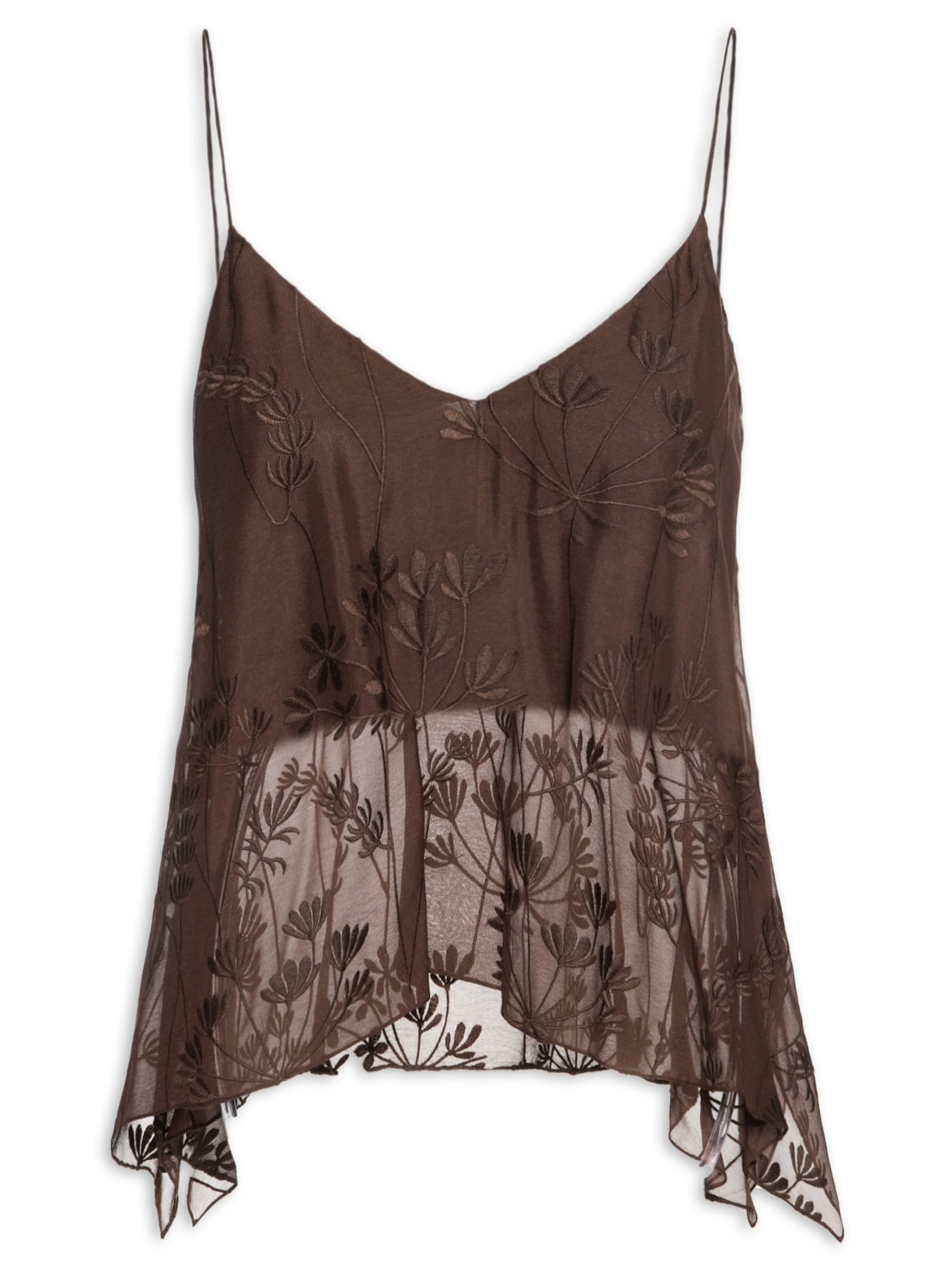 Top Regata Bordado Marrom Animale