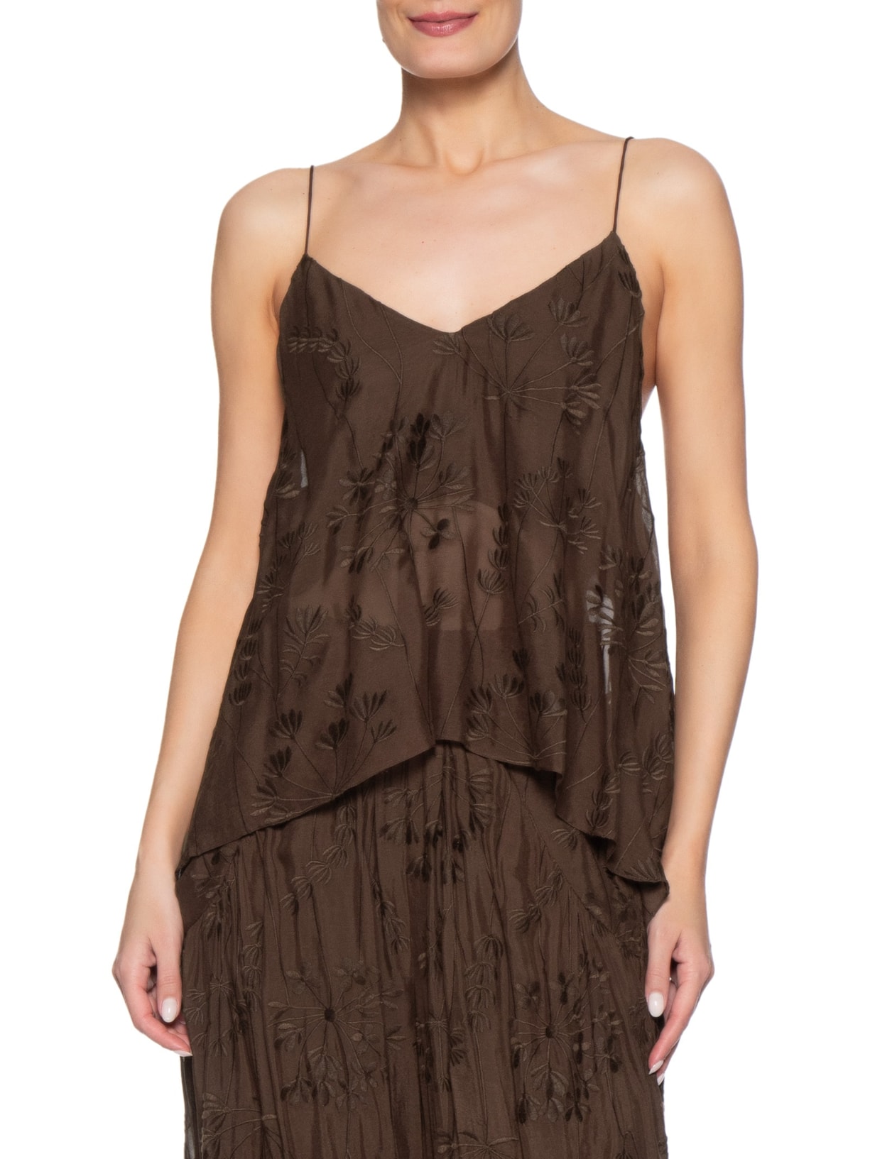 Top Regata Bordado Marrom Animale