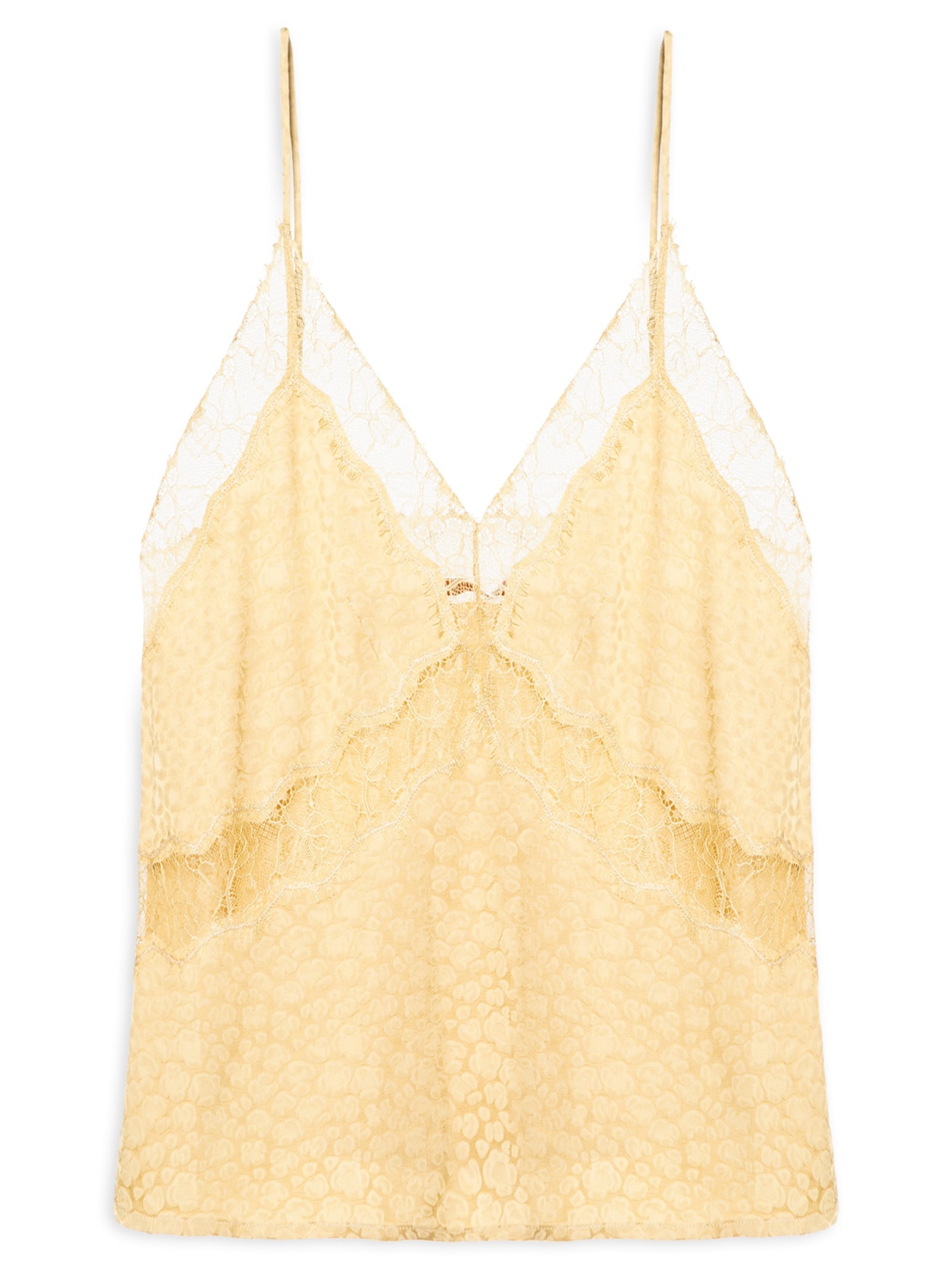 Top Renda Jacquard Amarelo Animale
