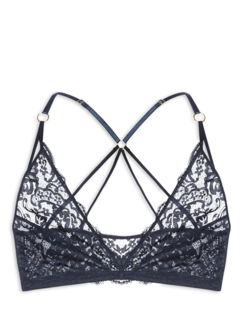 Top Renda Oliva - Azul