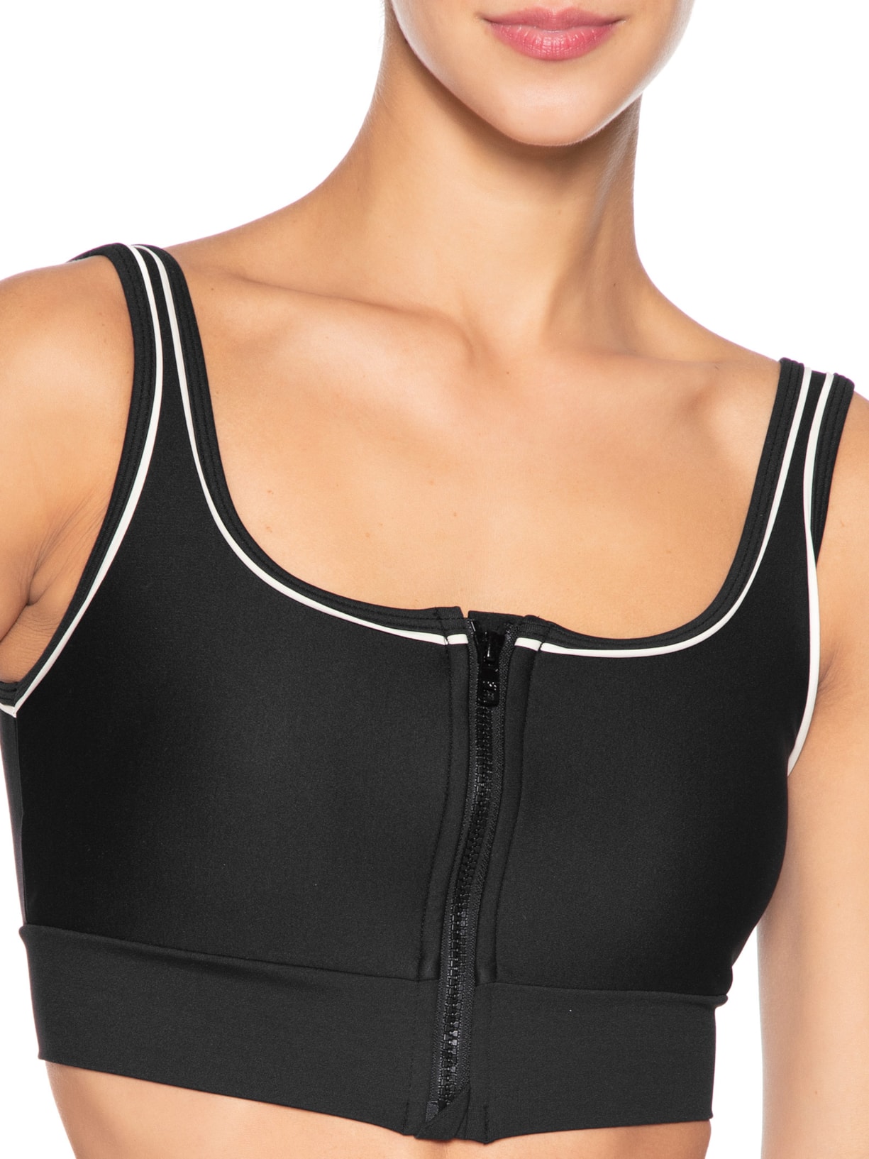 Top Reta Alça Reta Liso Preto Body For Sure