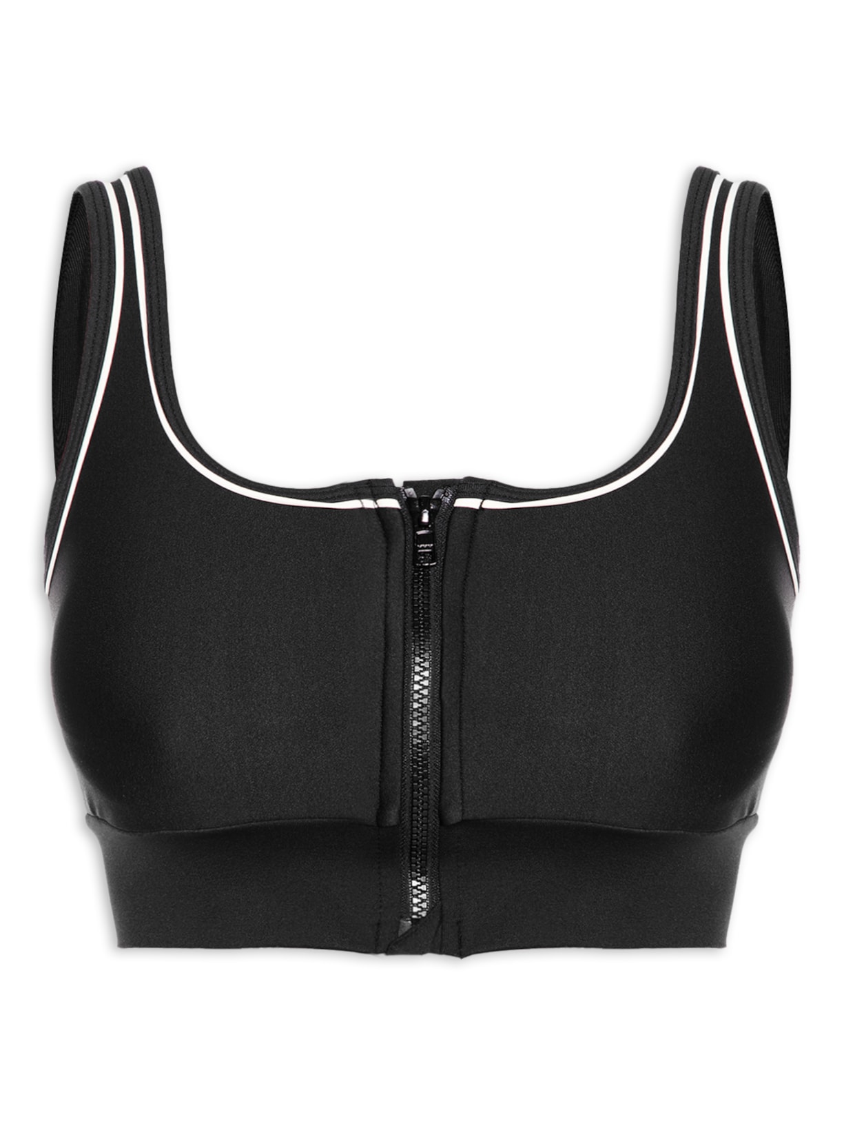 Top Reta Alça Reta Liso Preto Body For Sure