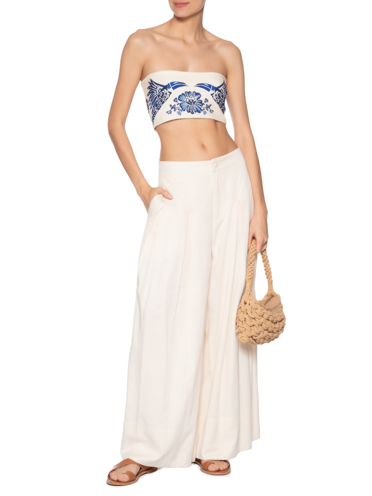 Top Reto Double Coqueiro Tropical Branco Farm