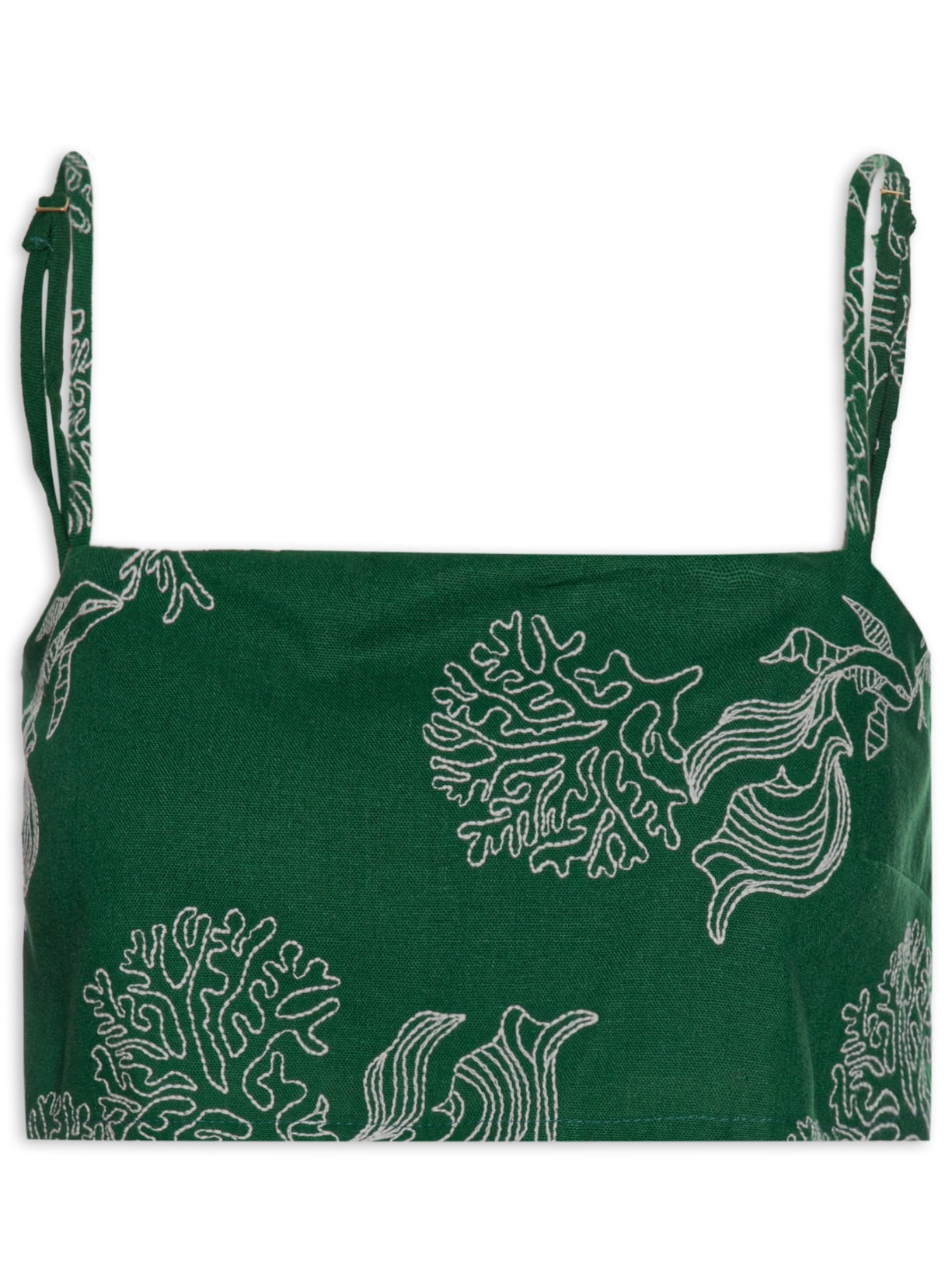 Top Reto Linho Bordado Recife - Verde