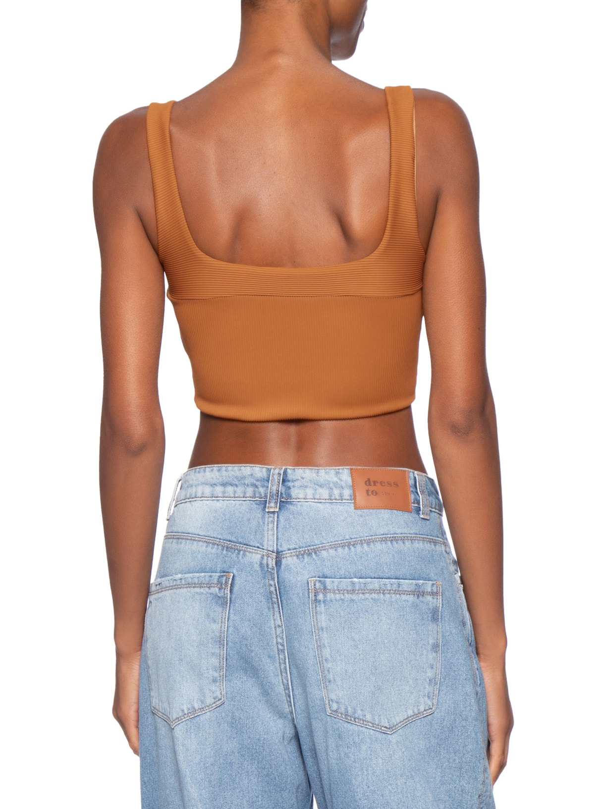 Top Reto Recorte Nervura Marrom Farm