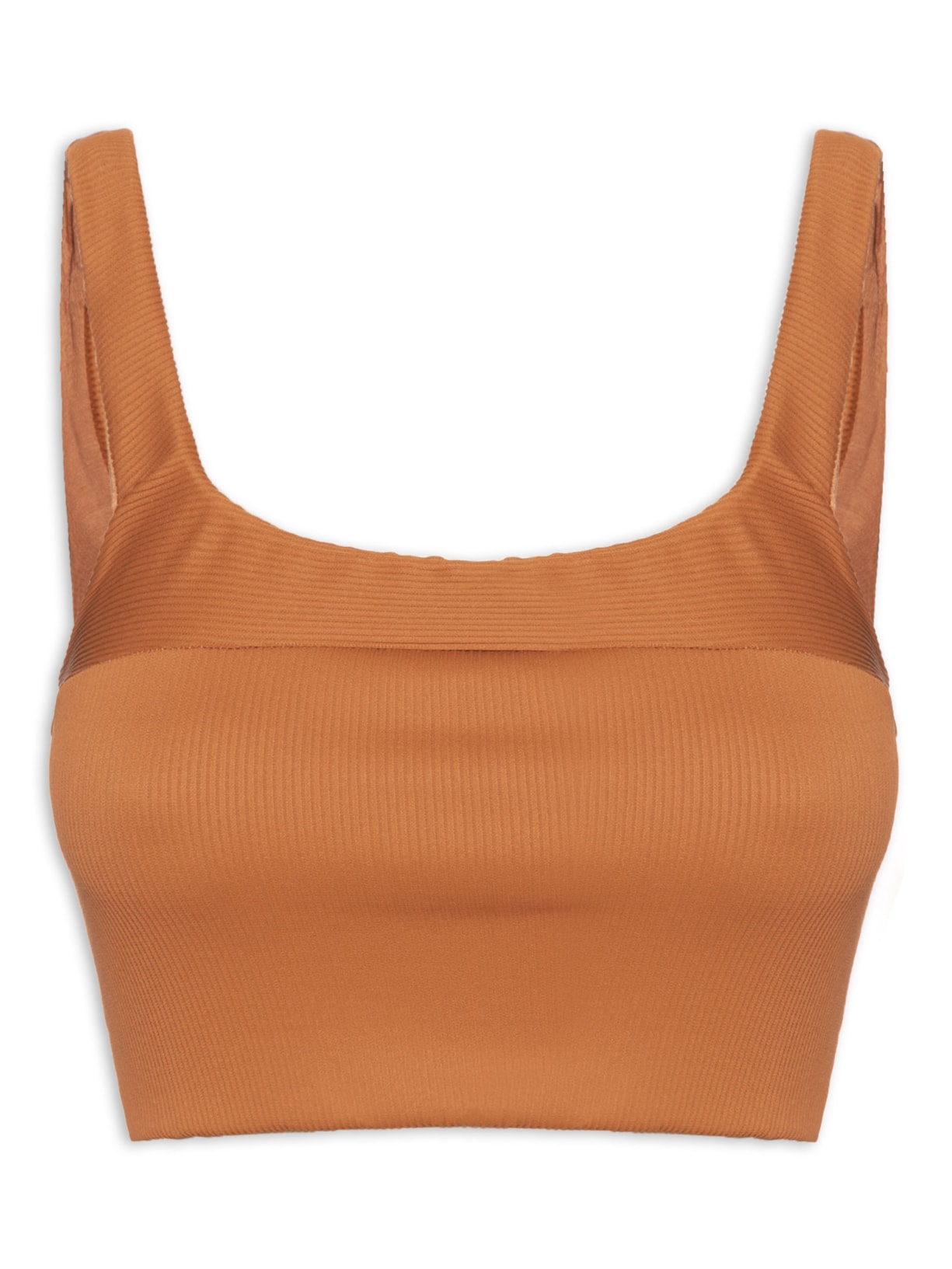 Top Reto Recorte Nervura Marrom Farm