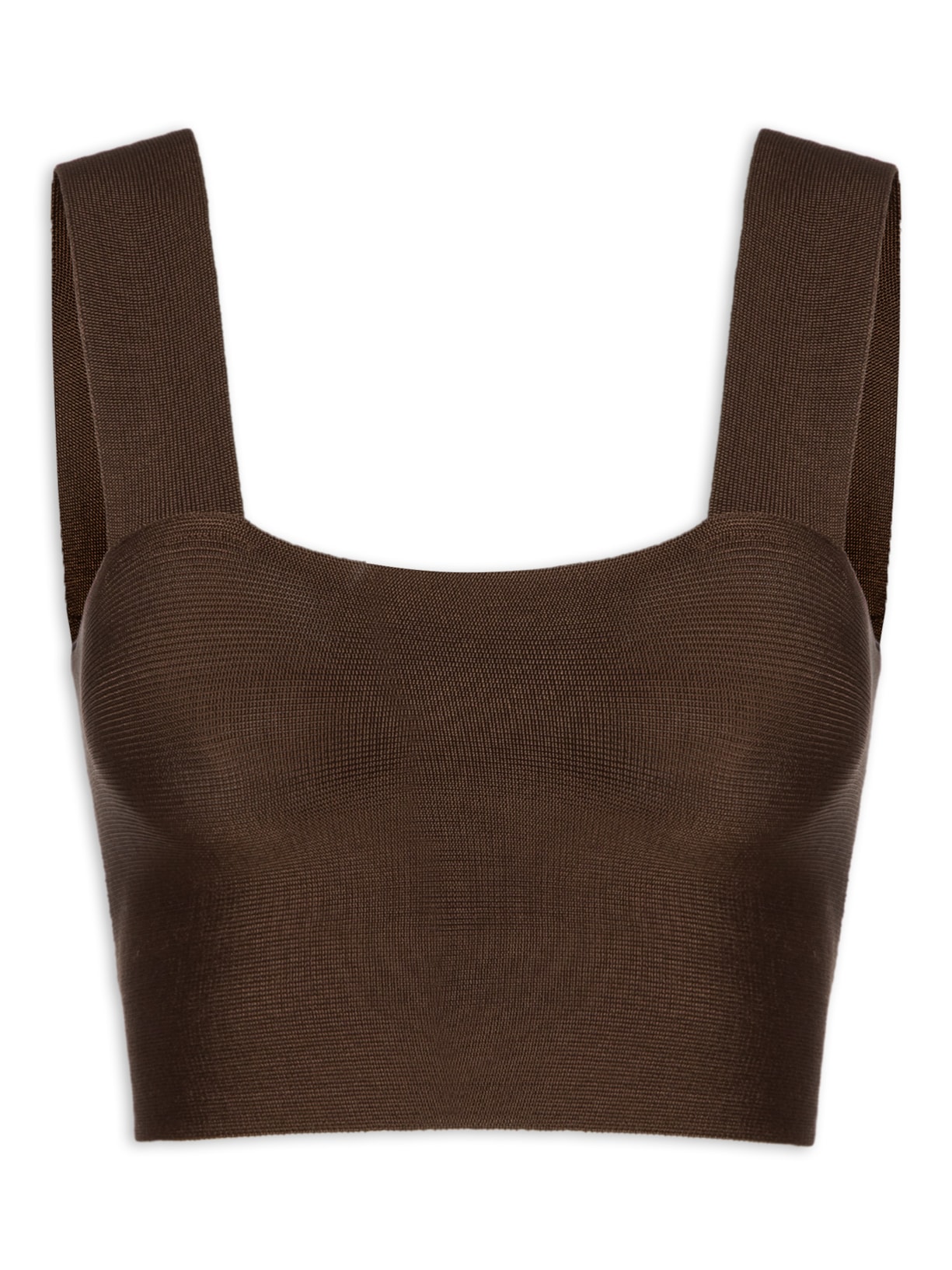 Top Reto Tricot Basic Color - Marrom