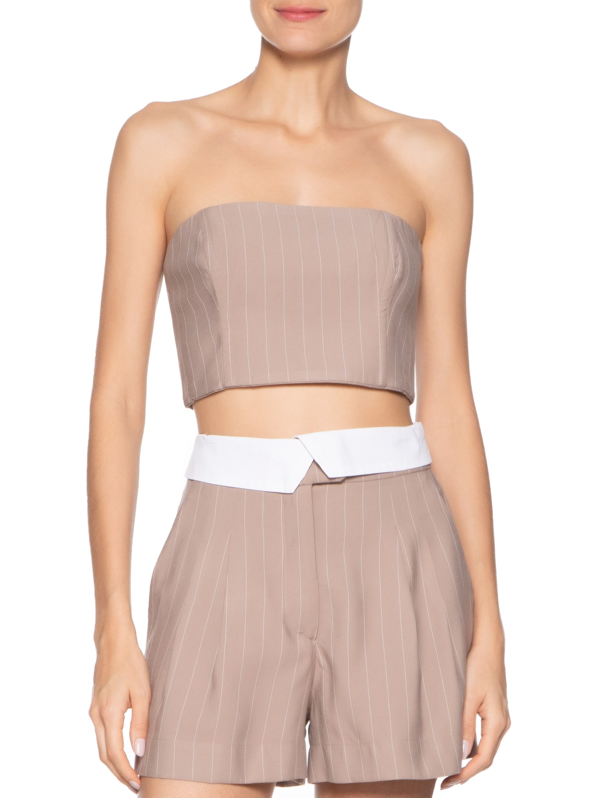 Top Risca De Giz Sem Alça Cinza Dress To