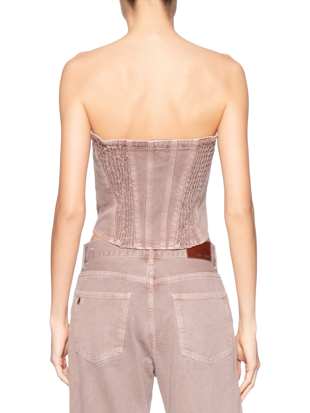 Top Sarja Decote Reto Com Lastex Rosa Animale Jeans