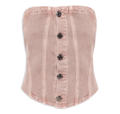 Top Sarja Decote Reto Com Lastex - Rosa