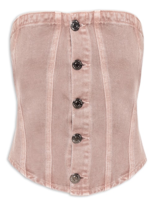 Top Sarja Decote Reto Com Lastex - Rosa
