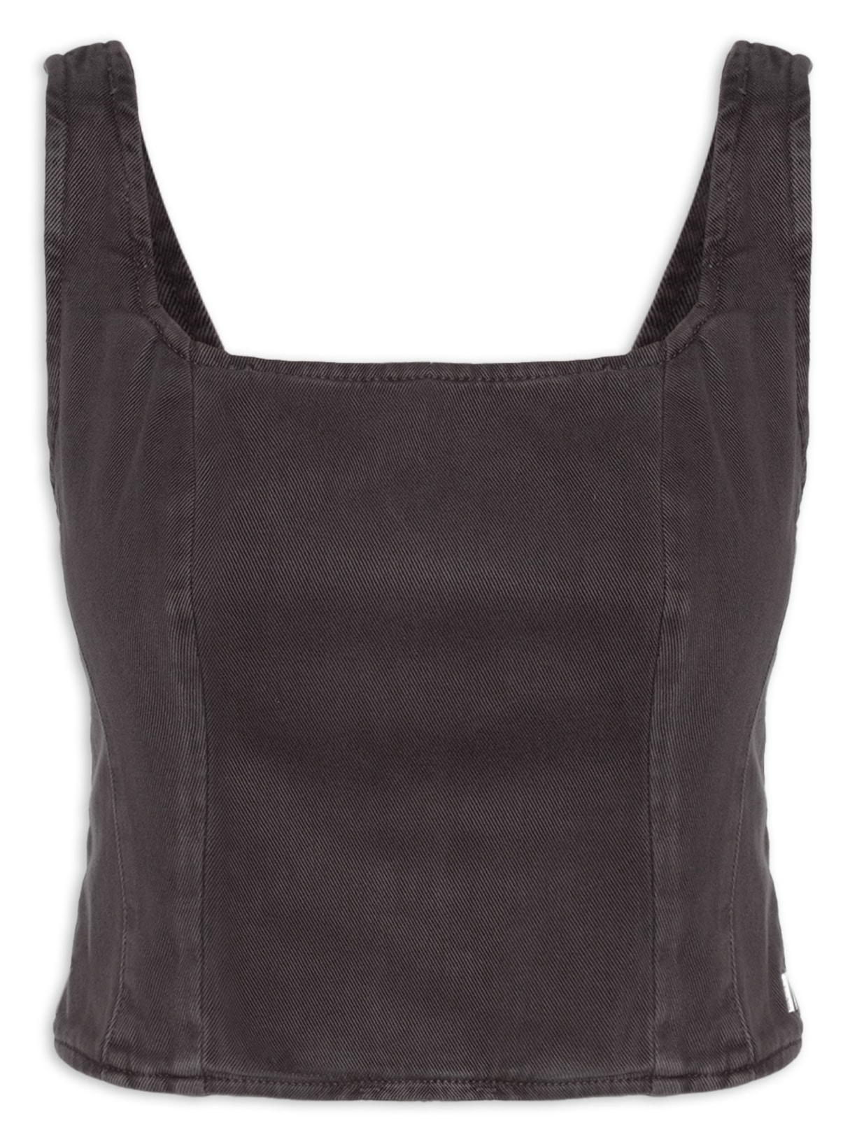 Top Sarja Recortes E Zíper Costas Marrom Animale Jeans