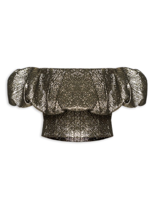 Top Sem Alça Com Textura Metálica - Dourado