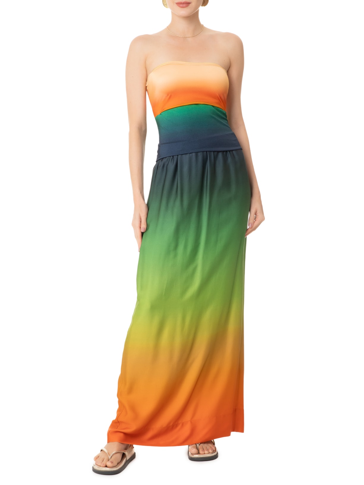 Top Sem Alça Degradê Latina Amarelo Farm