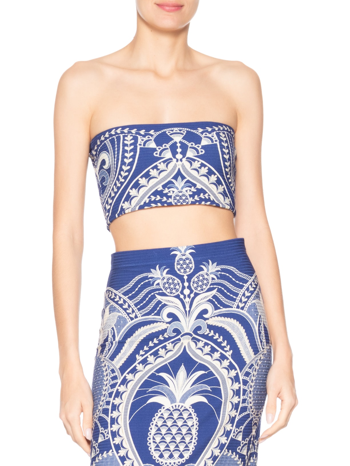 Top Sem Alça Primor De Abacaxi Azul Farm