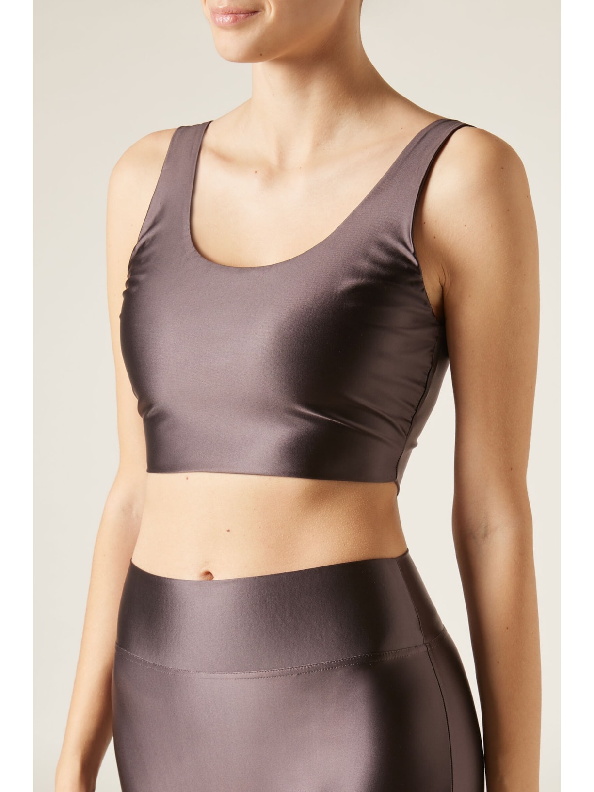 Top Superbrilhante Acetinado Marrom Calzedonia