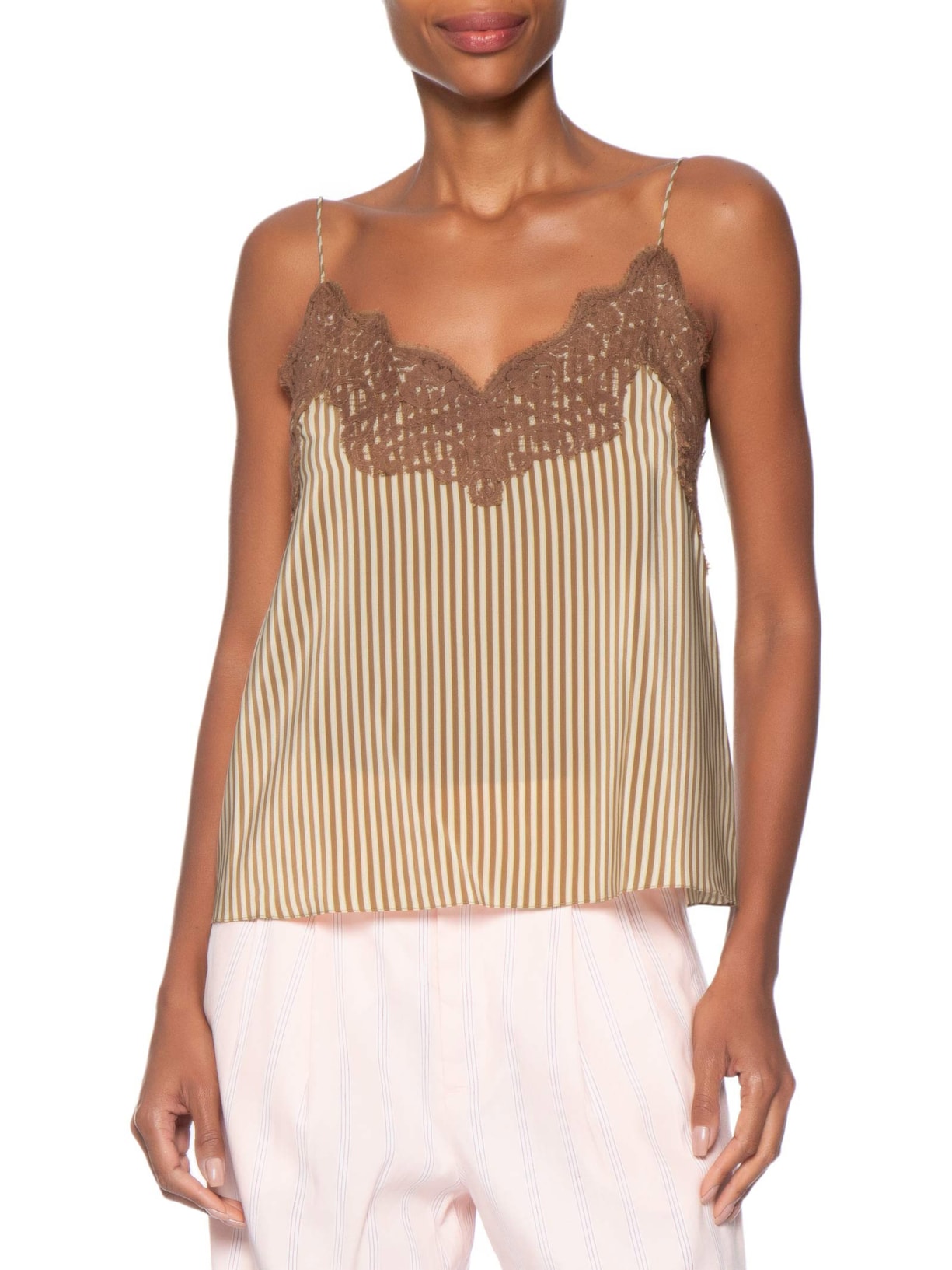 Top Tereza Decote V Listras – Marrom Animale