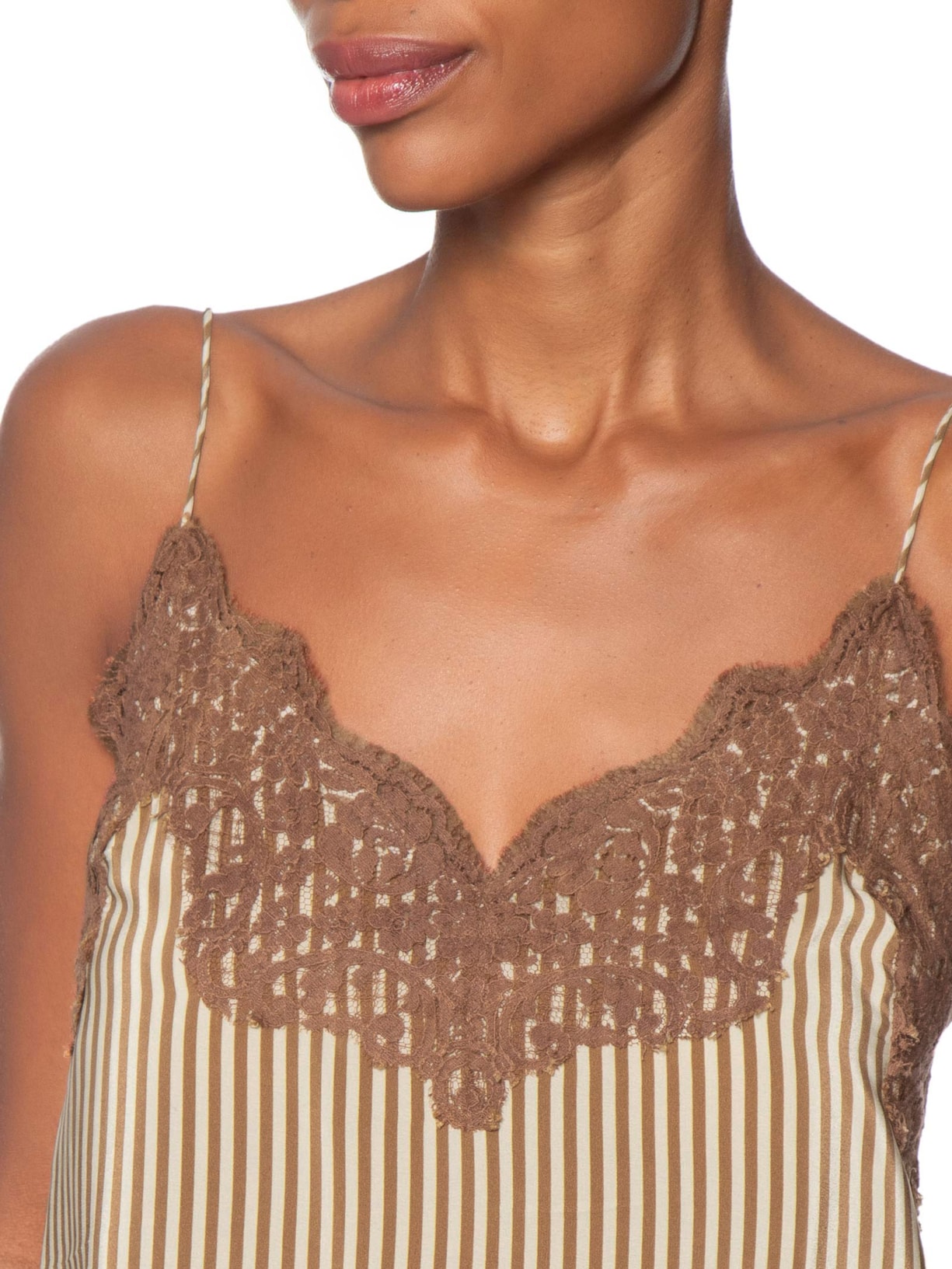 Top Tereza Decote V Listras – Marrom Animale