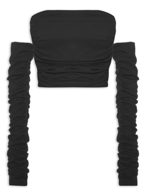 Top Tomara Que Caia Com Mangas Removíveis - Preto