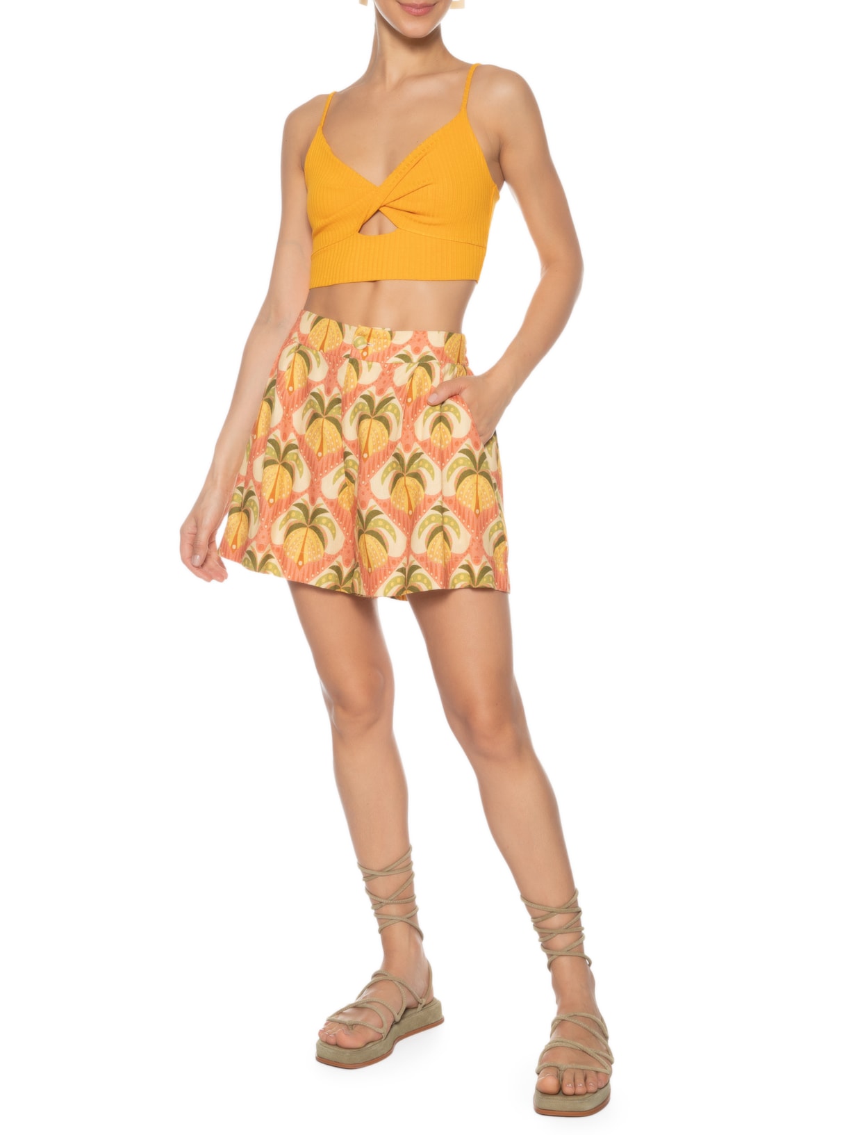 Top Torção Ribana Laranja Farm