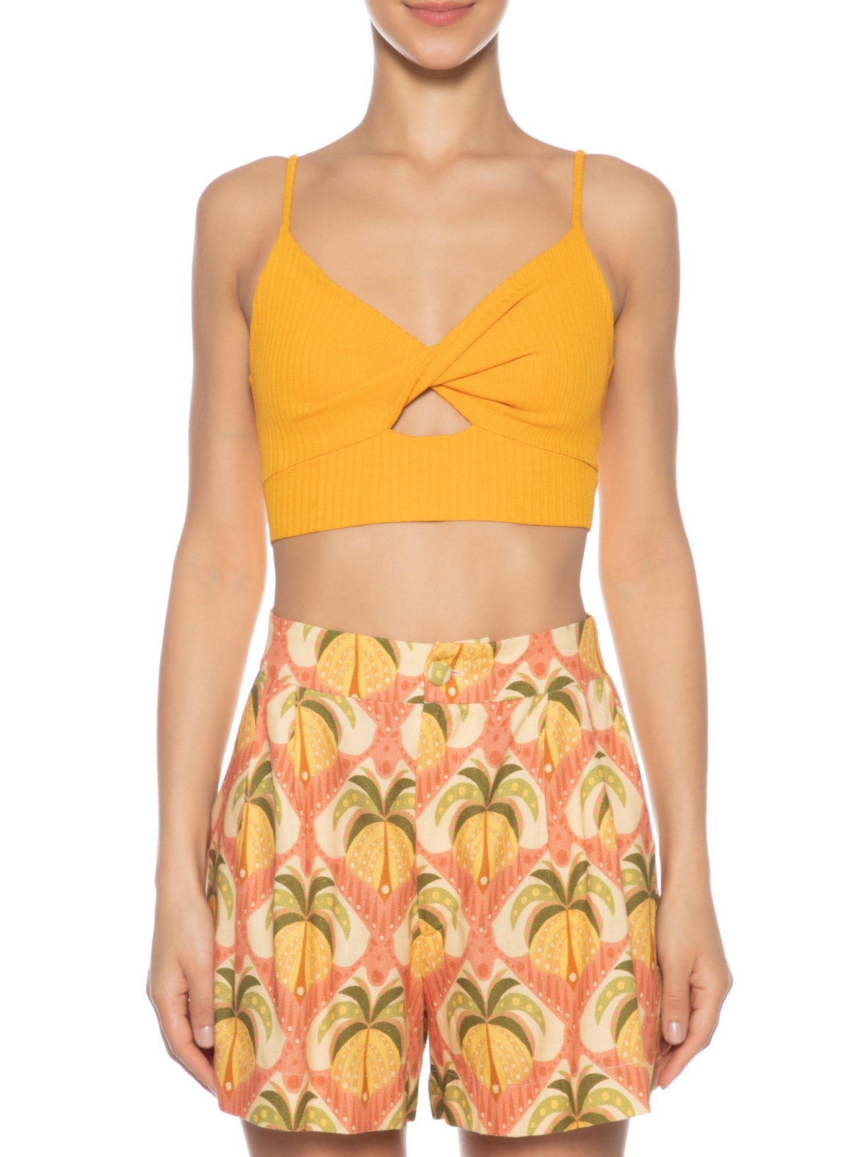 Top Torção Ribana Laranja Farm