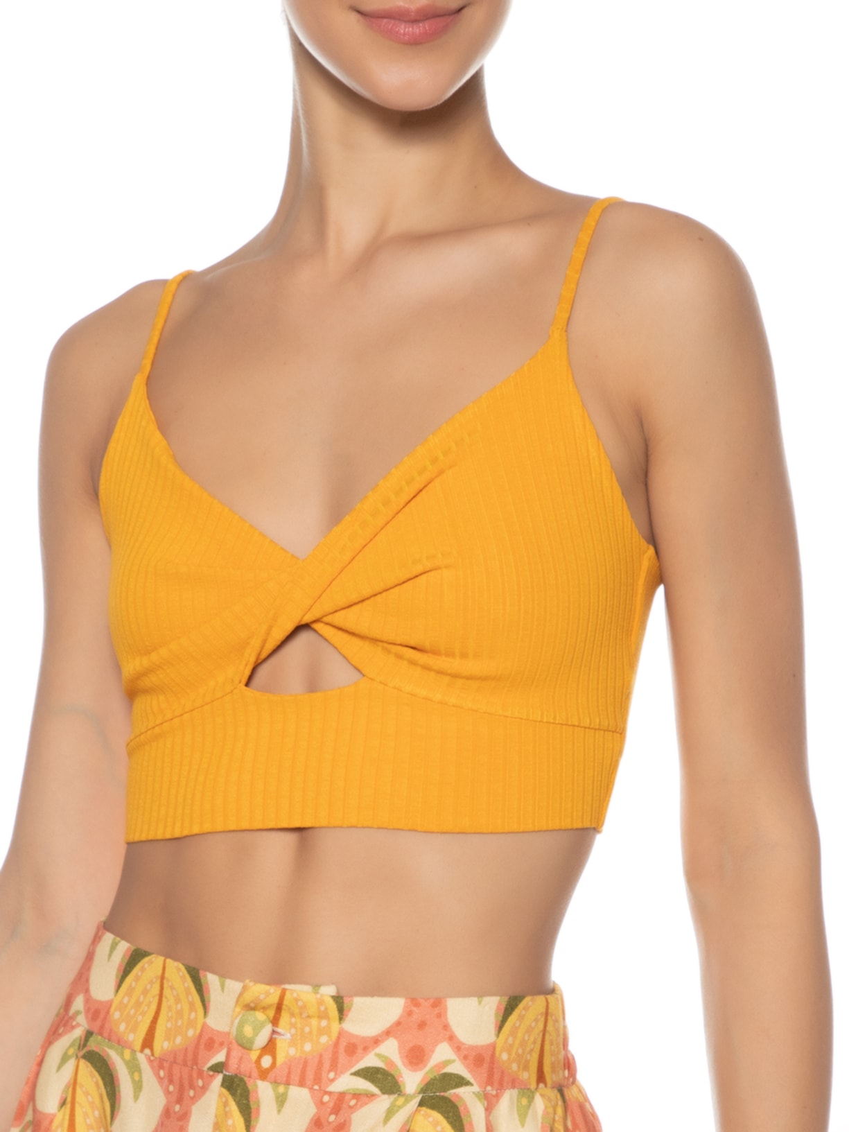 Top Torção Ribana Laranja Farm