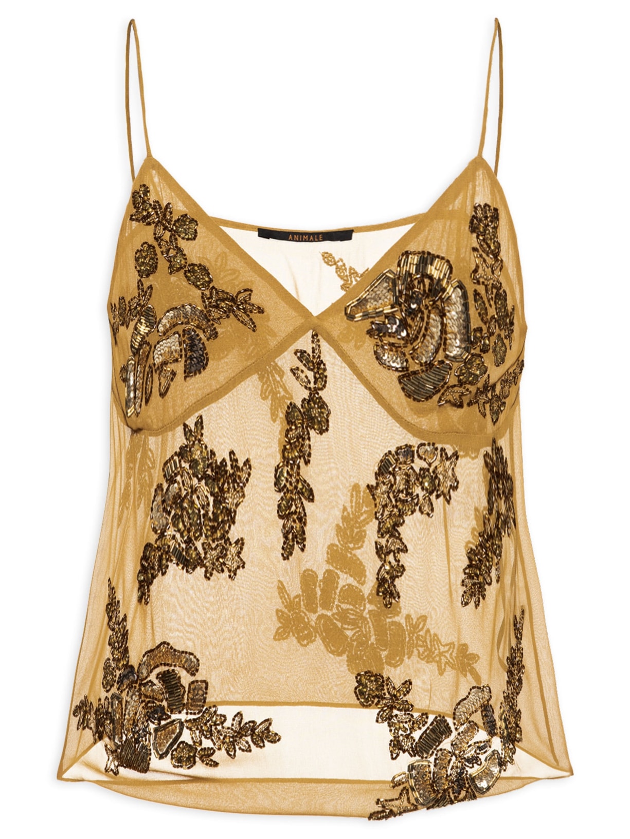 Top Transparente Com Bordado Marrom Animale