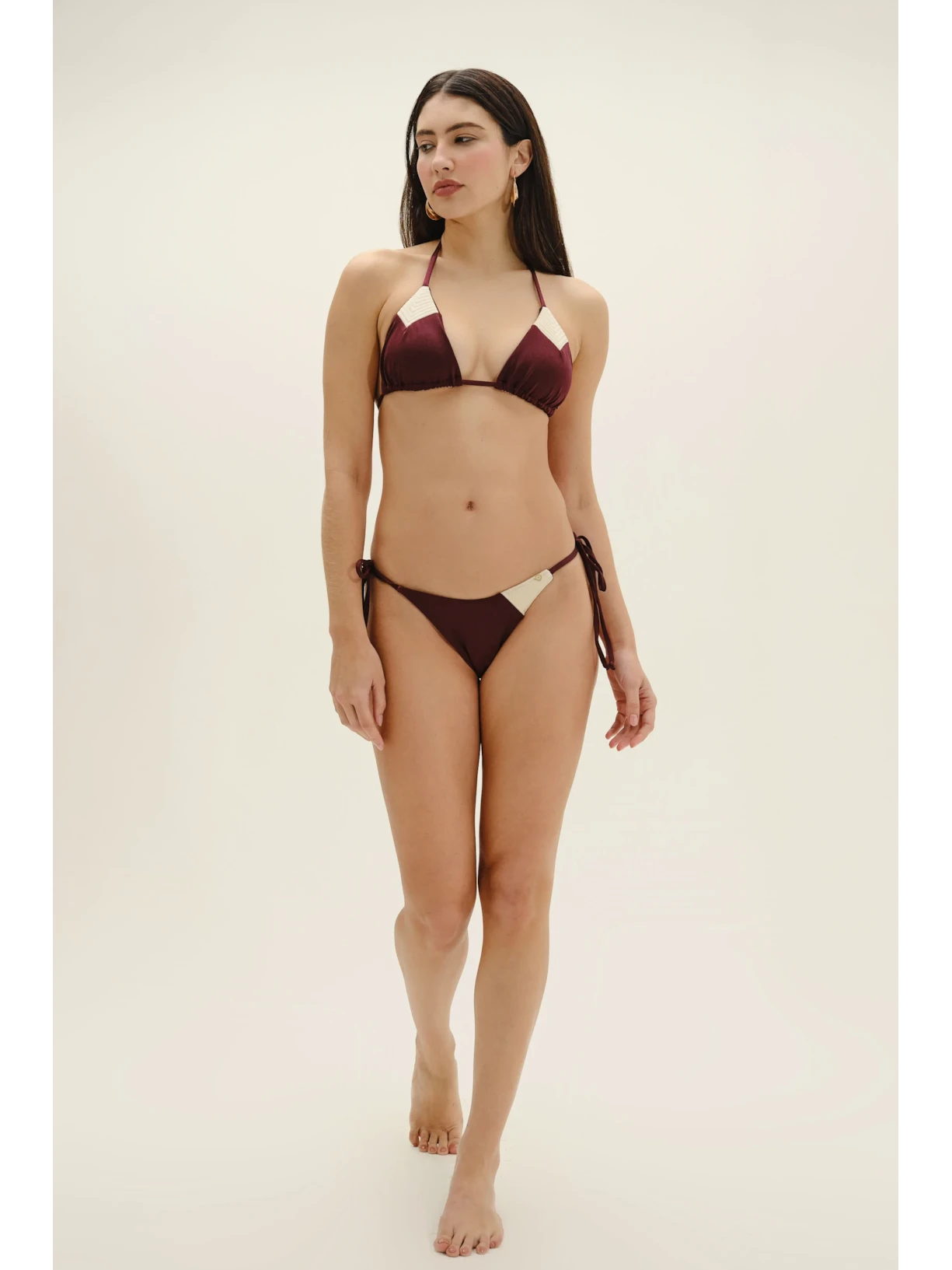 Top Triângulo Contour Cabernet Vermelho Suntime